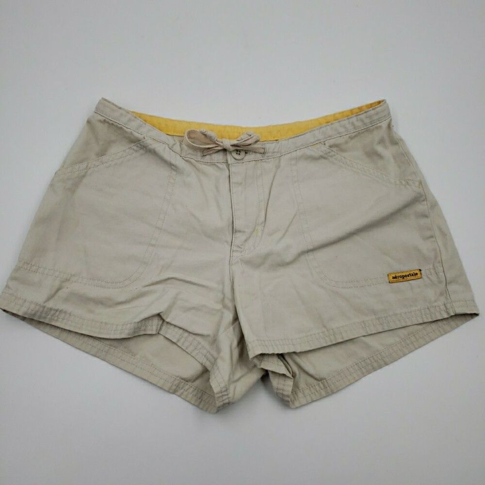 Aeropostale Womens Khaki Booty Shorts Drawstring Y2K Size 1/2 Chino Micro Shorts